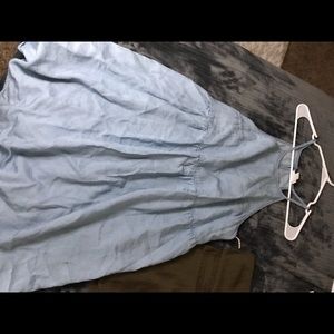 Chambray High Neck Dress